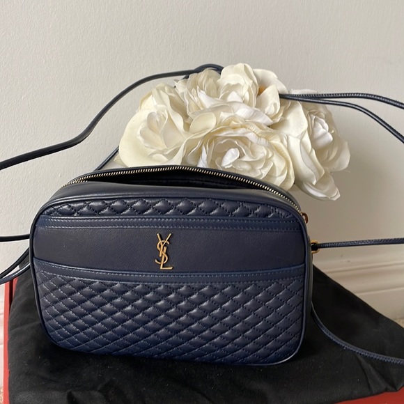 Saint Laurent Handbags - Ysl Saint Laurent Navy Blue Victoire lambskin leather crossbody euc